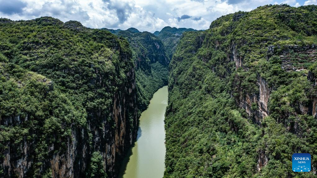Aerial view of Huajiang River canyon scenic spot in Guizhou