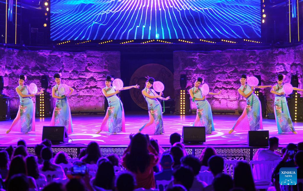 Chinese dancers perform during 57th Carthage Int'l Festival in Tunis