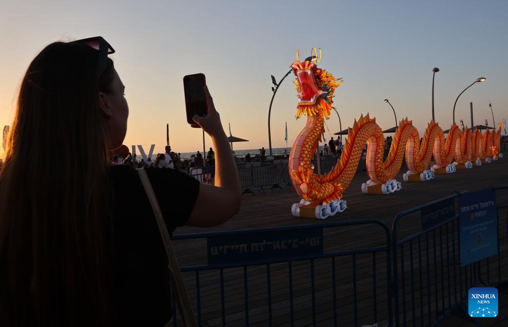 People visit Chinese Lantern Exhibition in Tel Aviv, Israel