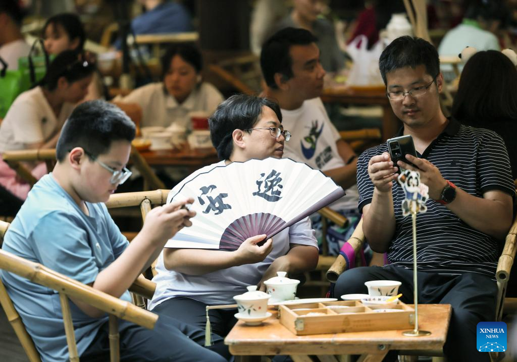 People experience Chengdu-style life in Heming tea house