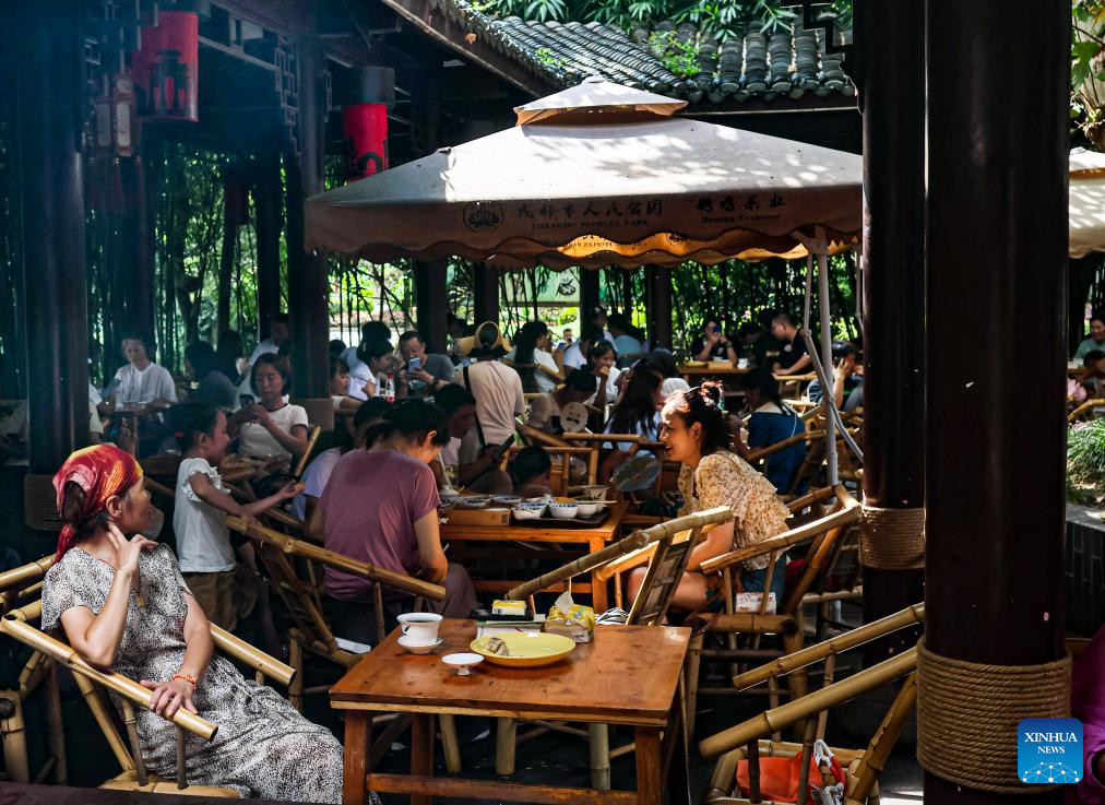 People experience Chengdu-style life in Heming tea house