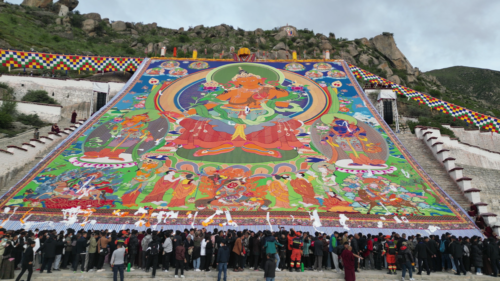 Giant thangka on display at Tibetan monastery