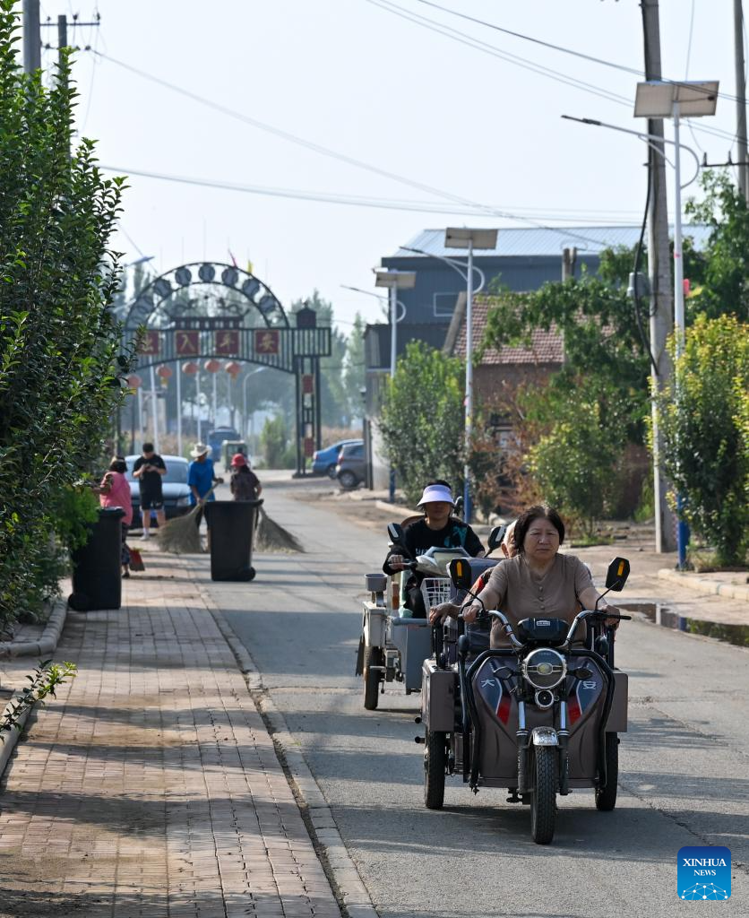 Flood-affected villagers return home in China's Tianjin