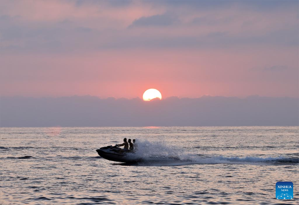 Sunset view of Mediterranean Sea in Beirut, Lebanon