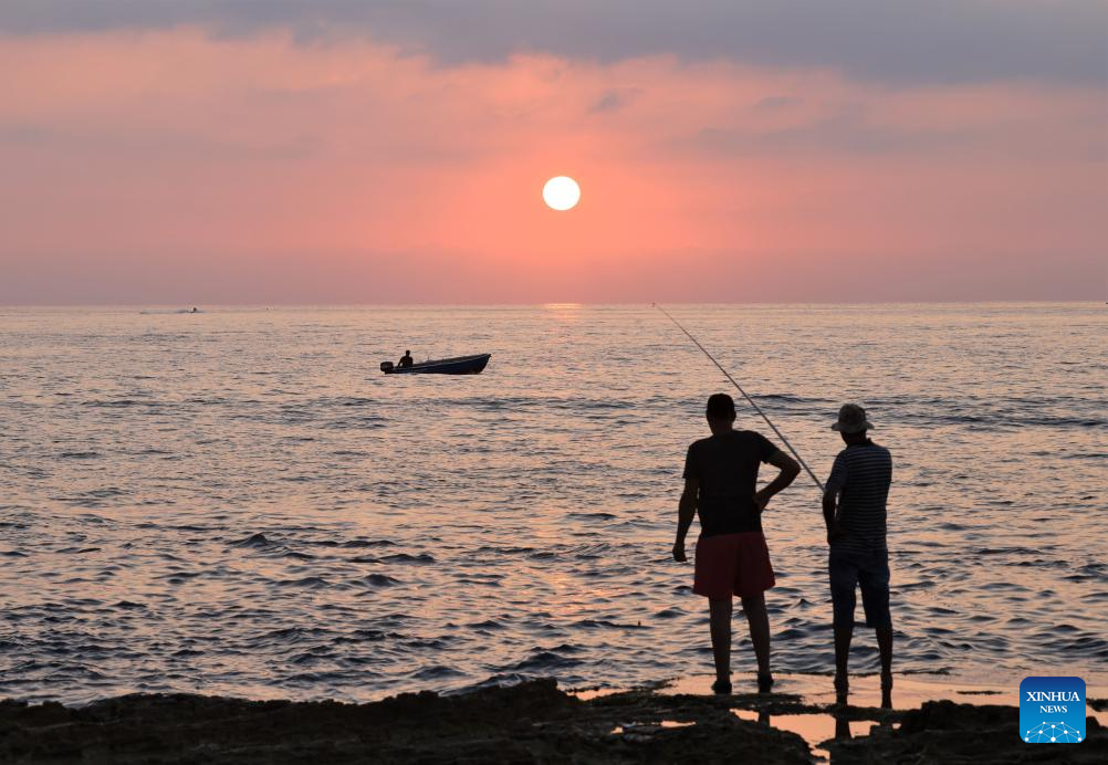 Sunset view of Mediterranean Sea in Beirut, Lebanon