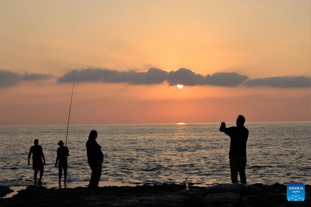 Sunset view of Mediterranean Sea in Beirut, Lebanon