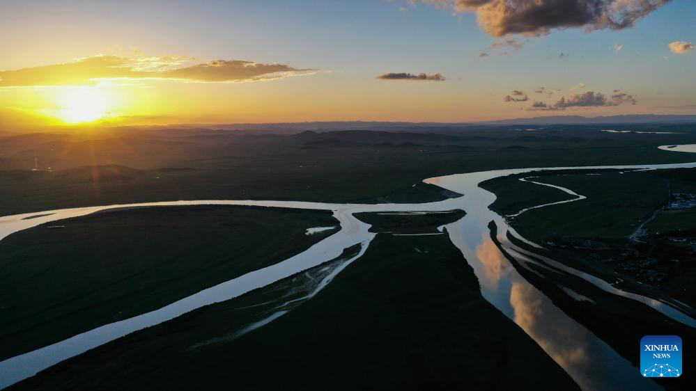 View of zigzag watercourse of Yellow River in Sichuan