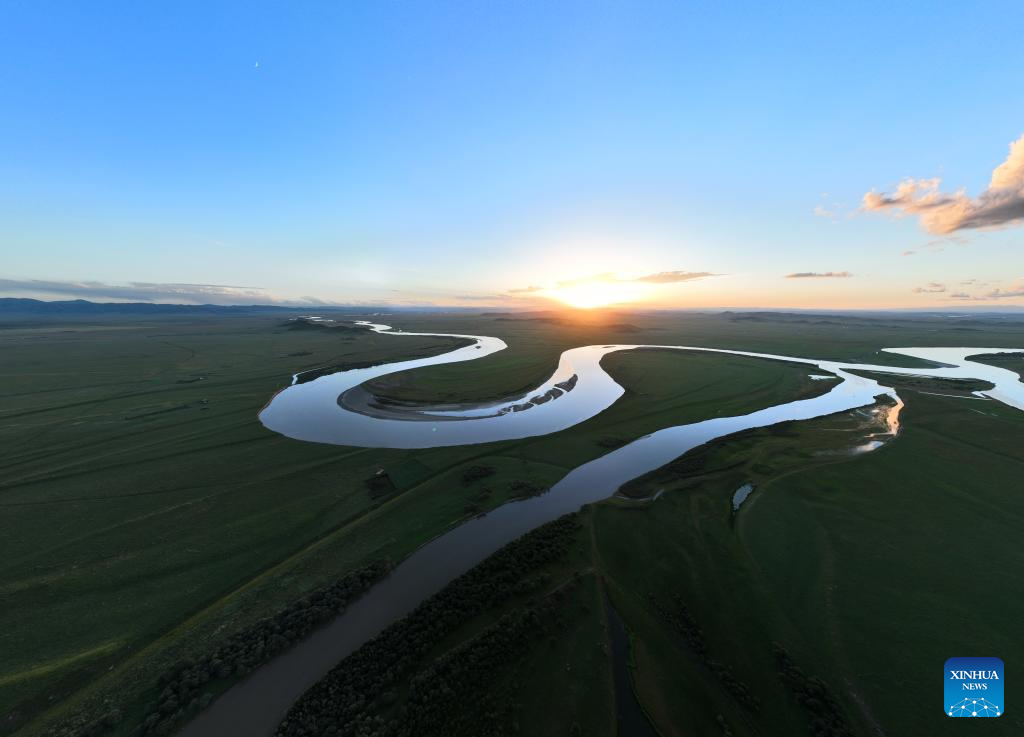 View of zigzag watercourse of Yellow River in Sichuan