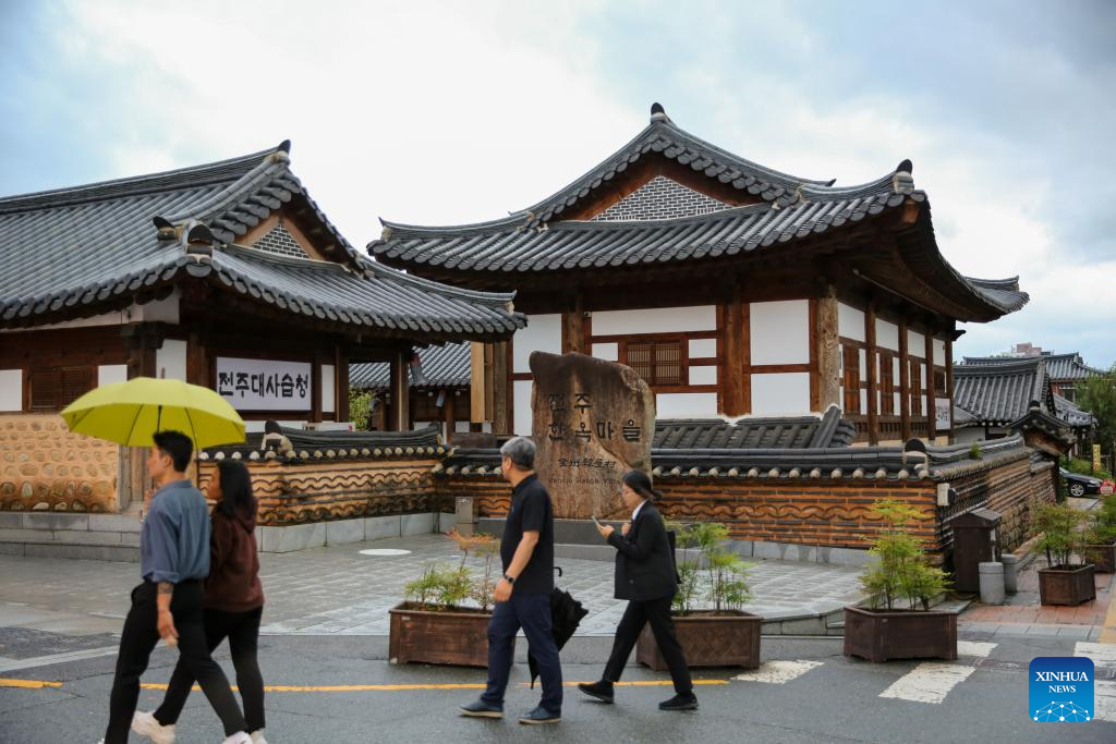 Tourists visit Hanok village in Jeonju, South Korea