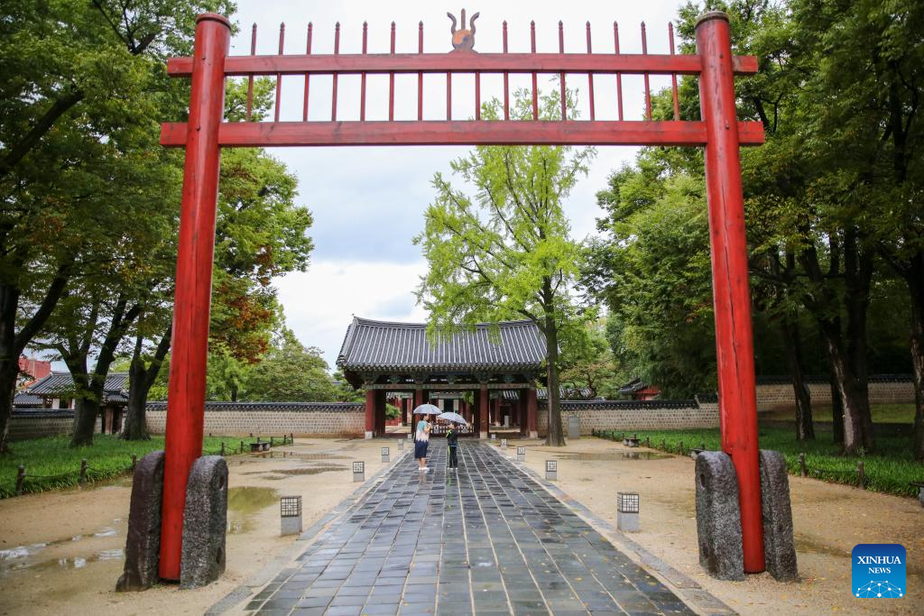 Tourists visit Hanok village in Jeonju, South Korea