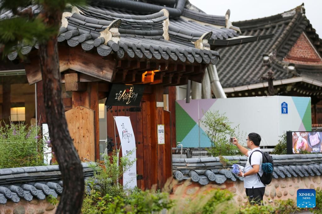 Tourists visit Hanok village in Jeonju, South Korea