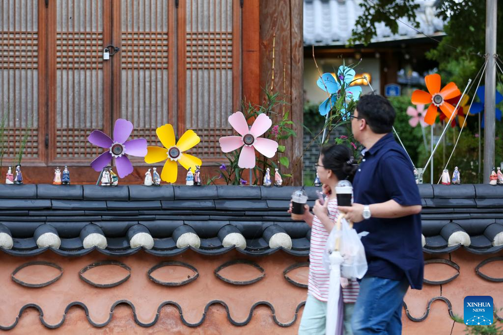 Tourists visit Hanok village in Jeonju, South Korea