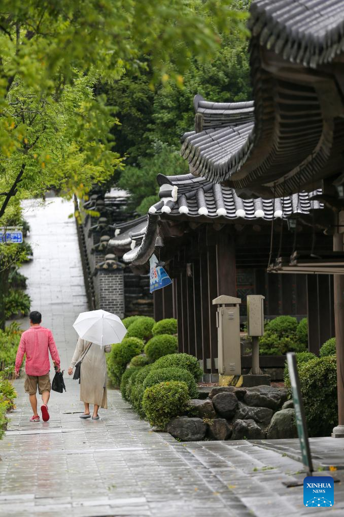 Tourists visit Hanok village in Jeonju, South Korea