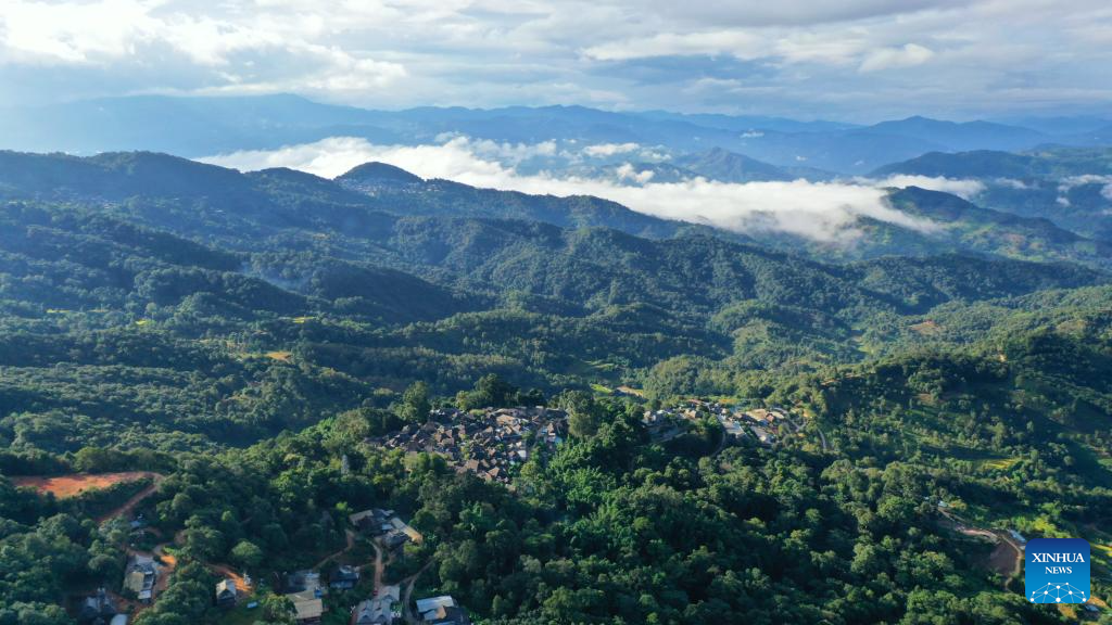 Aerial view of Jingmai Mountain in Pu'er City, China's Yunnan