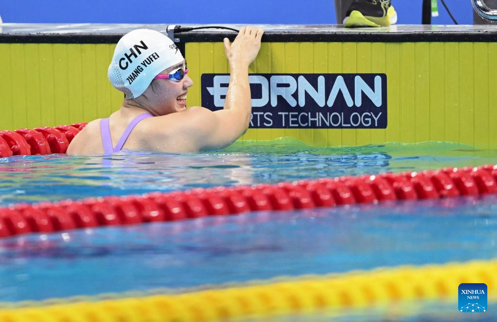 Zhang Yufei preveils in 50m freestyle showdown with Haughey at Asiad