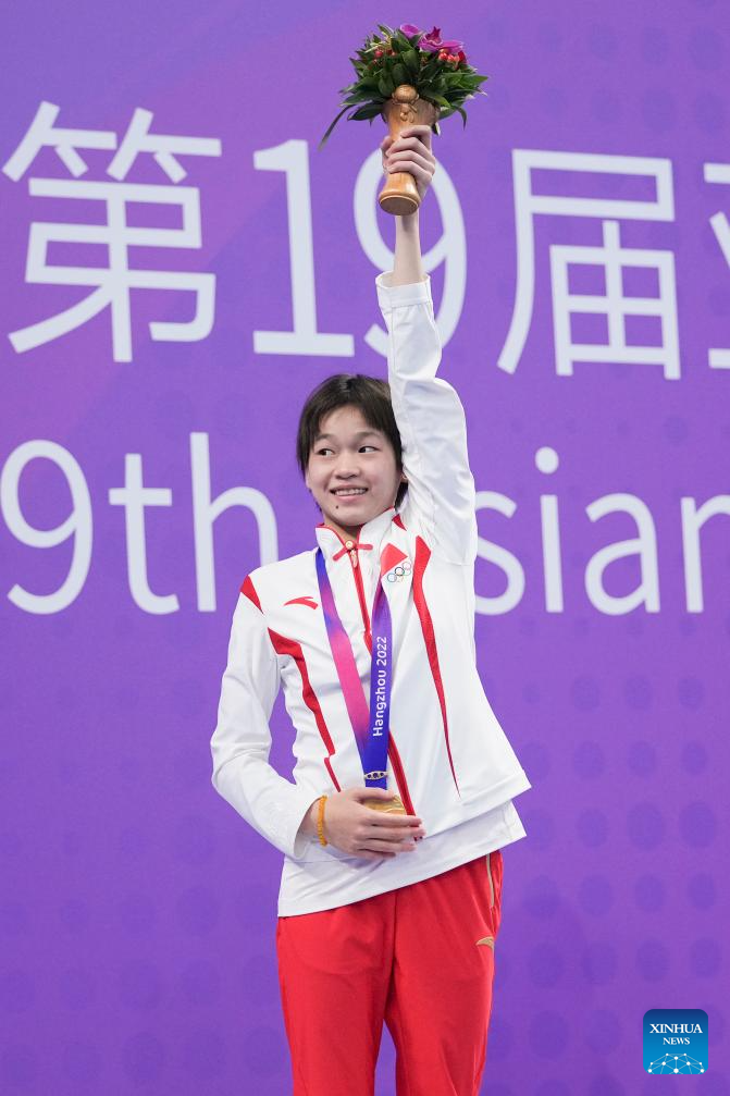 China's star diver Quan wins women's 10m platform at Hangzhou Asiad