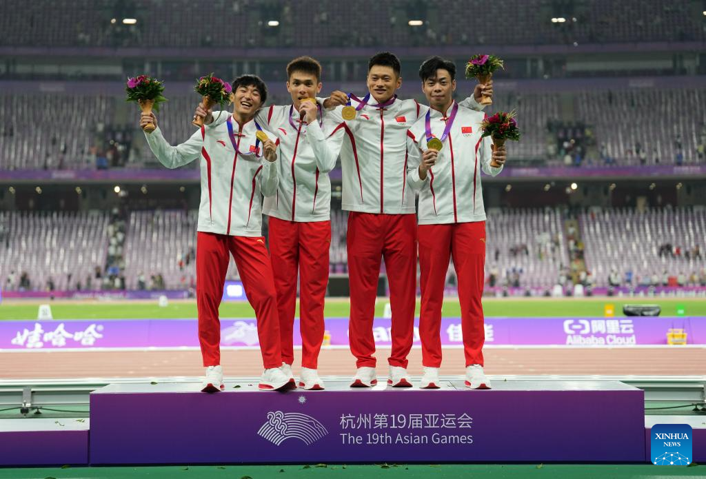 China wins men's 4x100m relay gold at Hangzhou Asiad