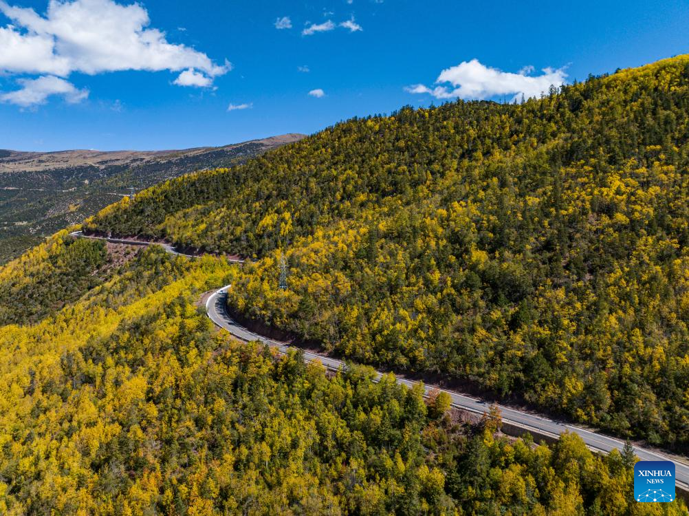 Autumn scenery of Hongla Mountain in SW China's Tibet