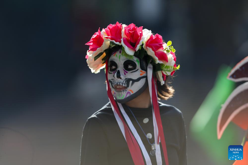 People take part in Day of Dead Parade in Mexico City