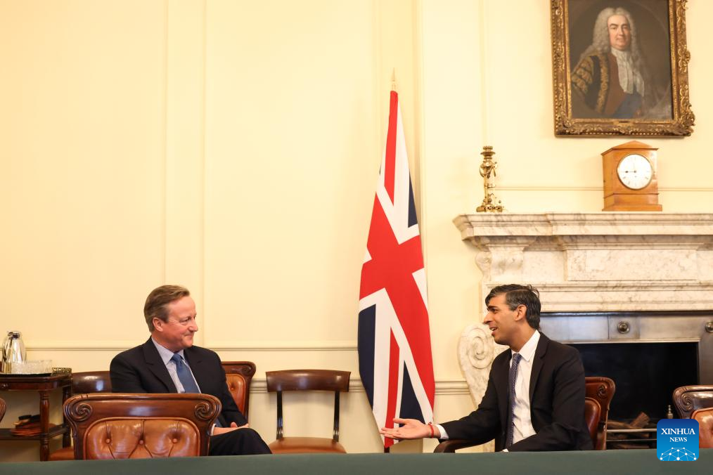 Roundup: Former UK PM David Cameron makes shock comeback as Sunak reshuffles cabinet