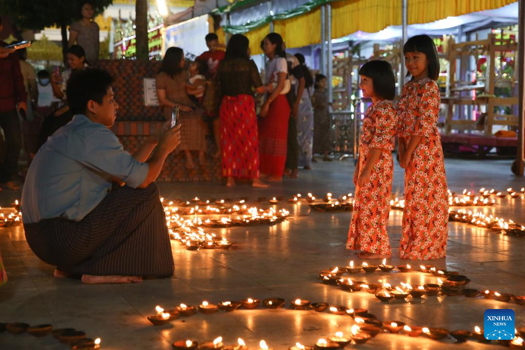 People celebrate Tazaungdaing festival in Myanmar