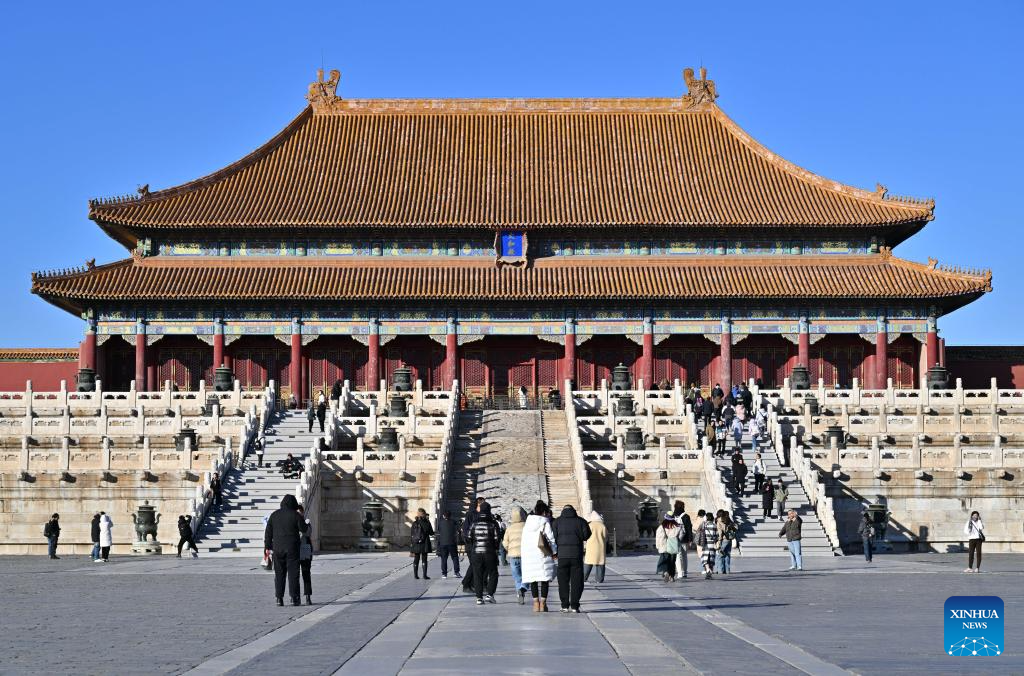 Tourists visit Palace Museum in Beijing
