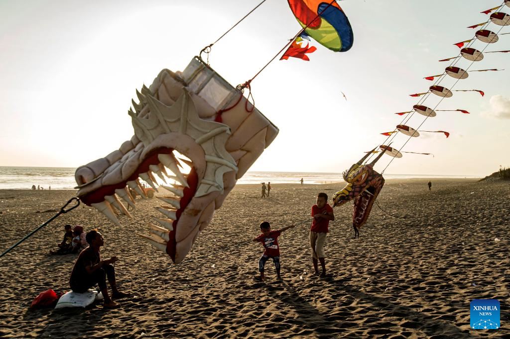 Dragon kites flied in Indonesia to attract tourists