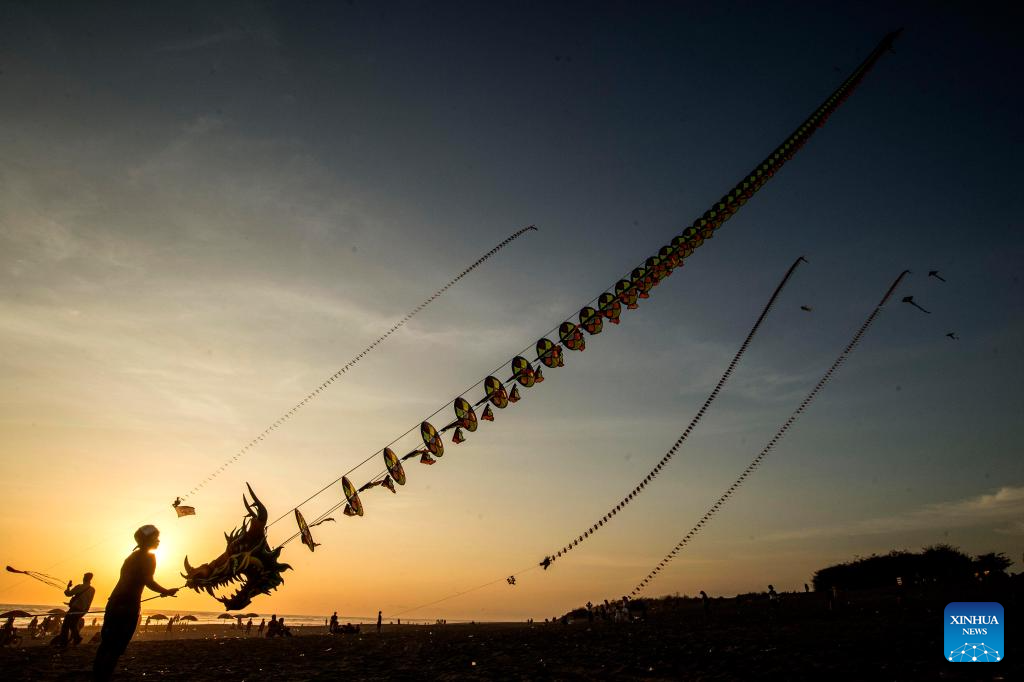 Dragon kites flied in Indonesia to attract tourists