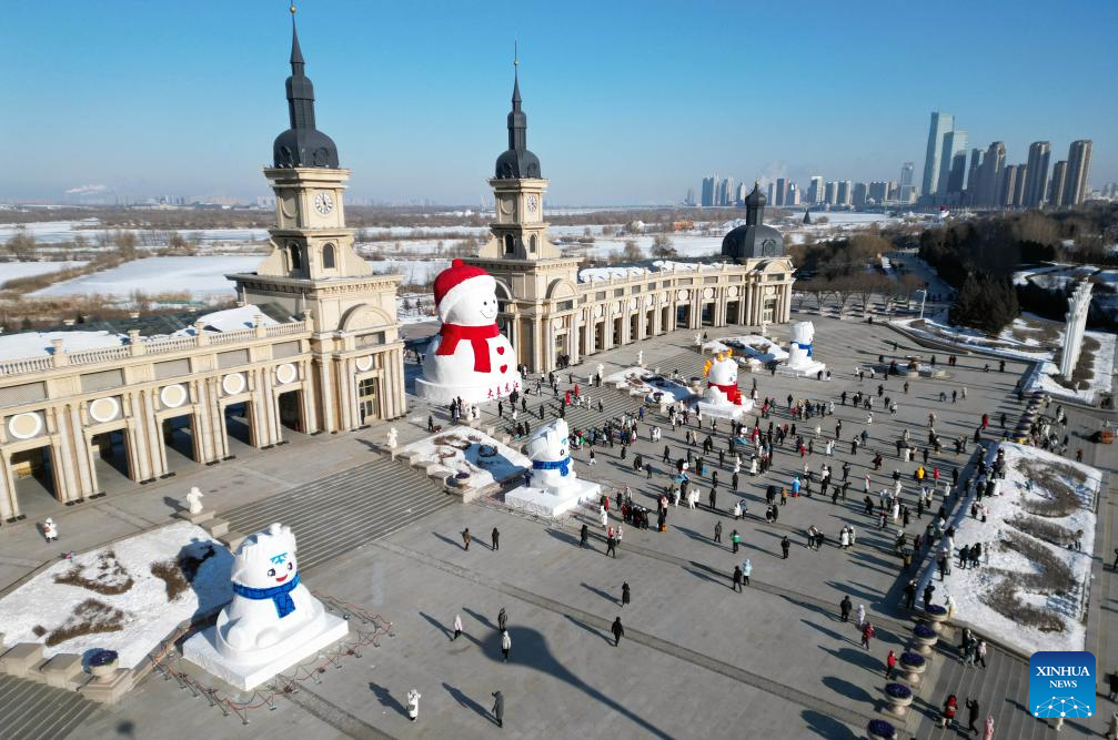Giant snowman becomes yearly landmark of NE China's Harbin