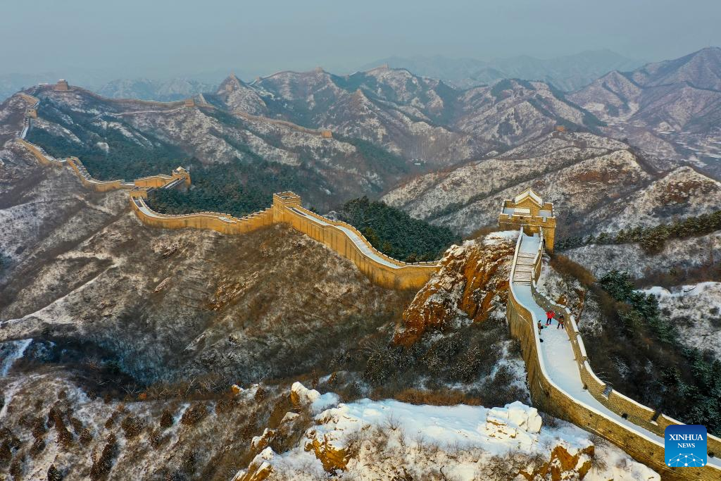 Aerial view of Great Wall through four seasons