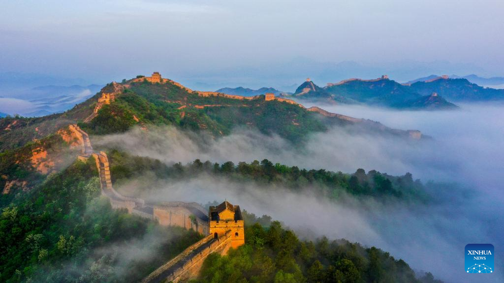 Aerial view of Great Wall through four seasons