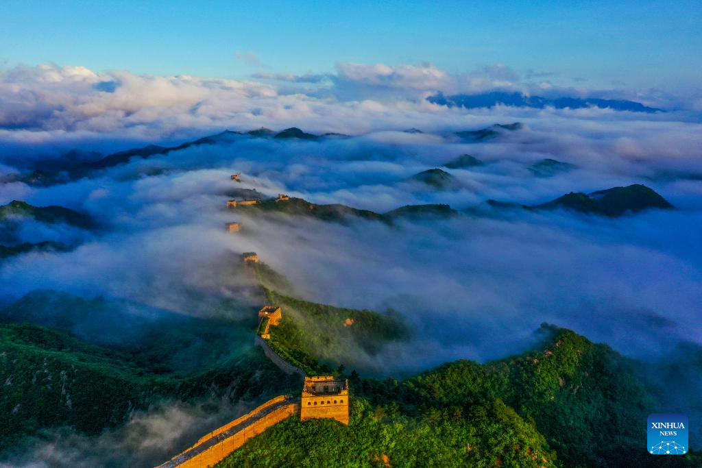 Aerial view of Great Wall through four seasons