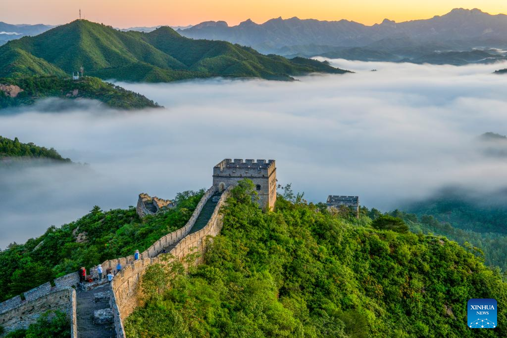 Aerial view of Great Wall through four seasons