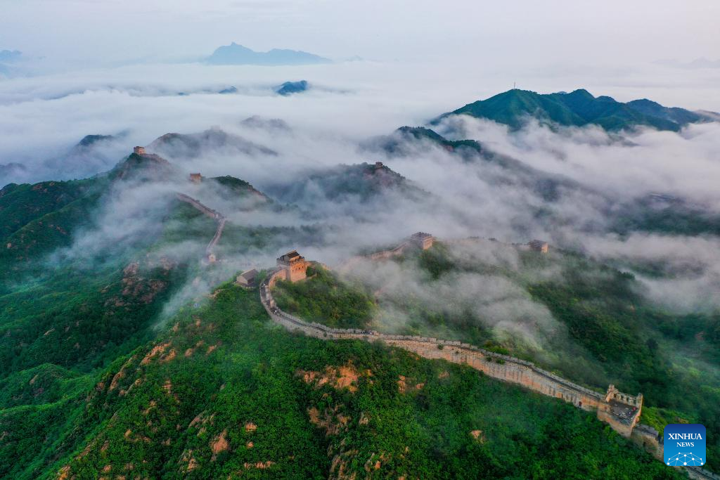 Aerial view of Great Wall through four seasons