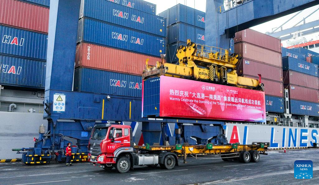 NE China port launches container ship route to South America