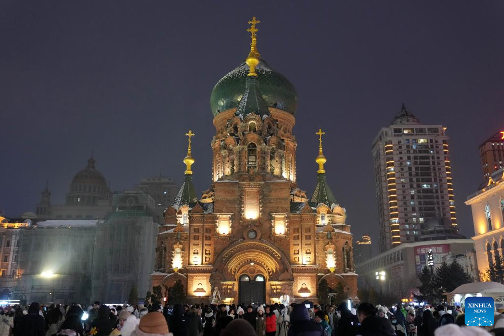 St. Sophia Cathedral becomes hot spot for tourists in Harbin, China's Heilongjiang
