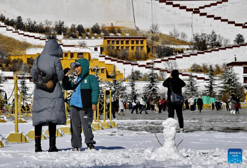 In pics: snow falls in Lhasa