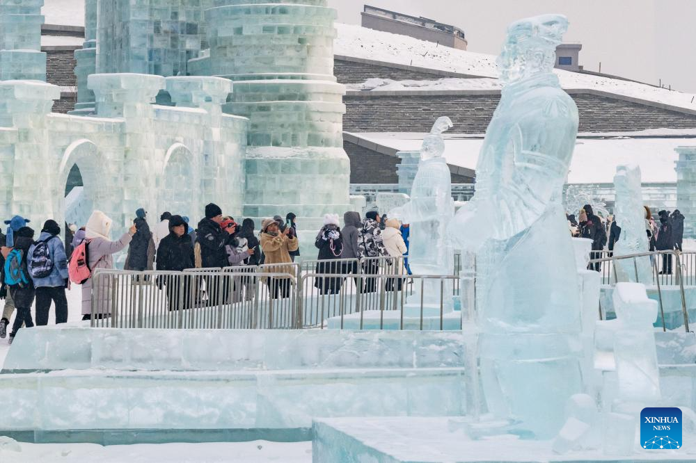 New attraction in Harbin: Ice sculptures of Terracotta Warriors