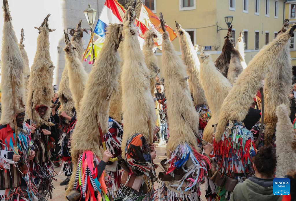 Bell ringers participate in carnival parade in Croatia