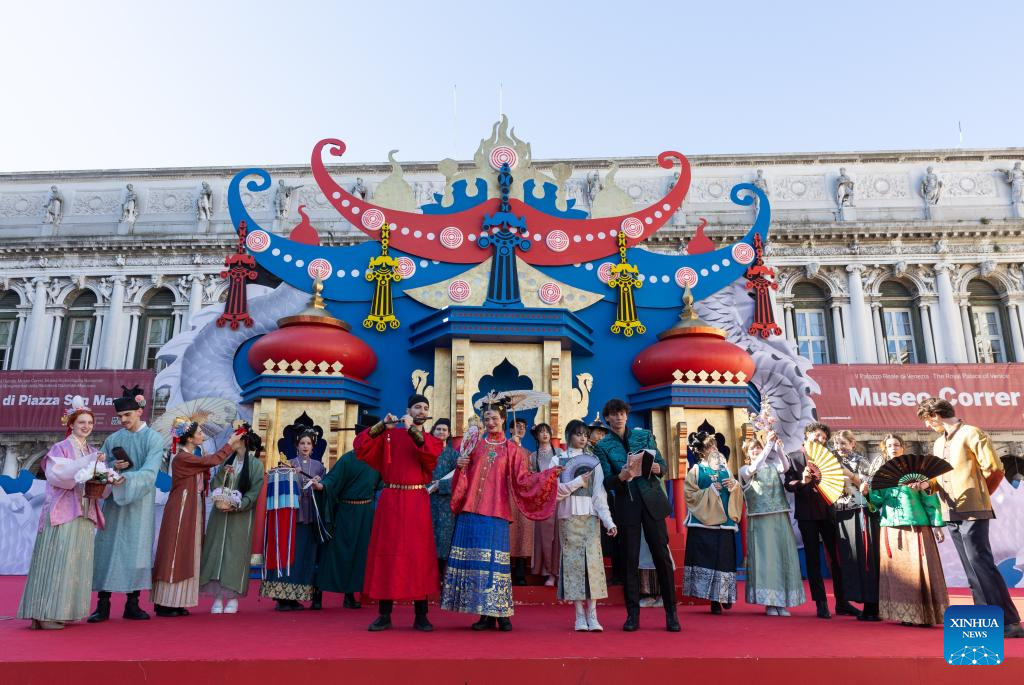 Chinese costume show held at Piazza San Marco in Venice