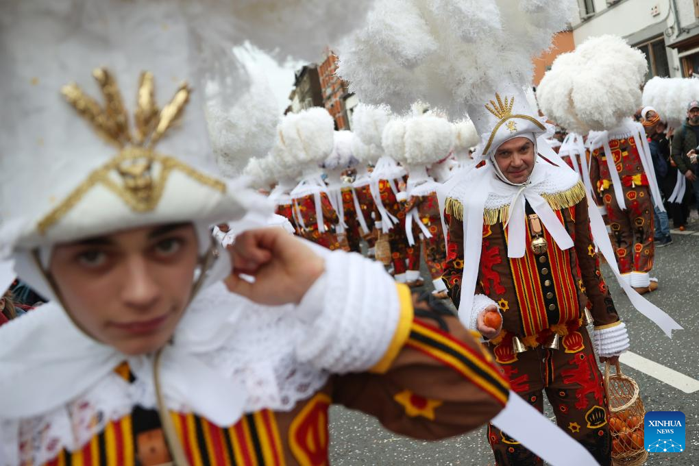 Binche's three-day carnival reaches climax