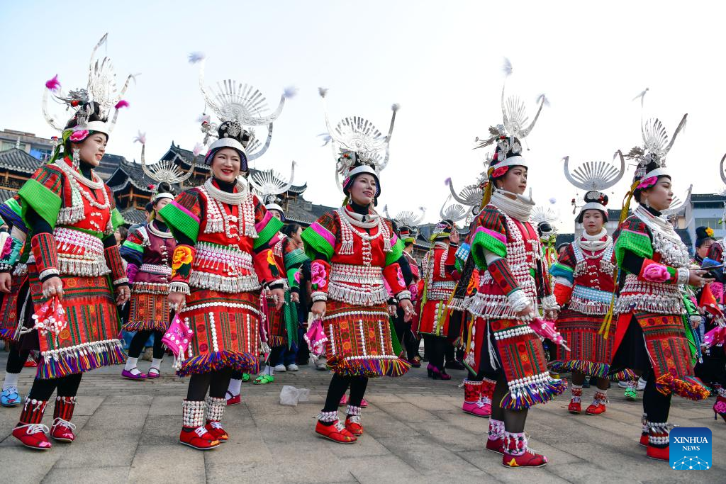 Miao people celebrate Gannangxiang festival in Guizhou, SW China