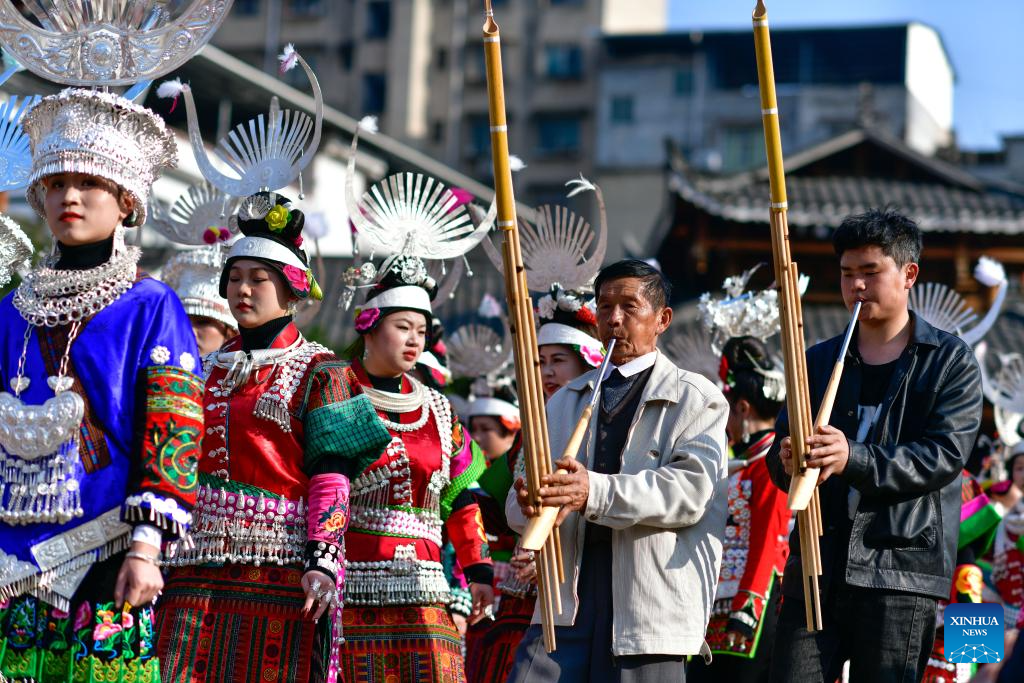 Miao people celebrate Gannangxiang festival in Guizhou, SW China