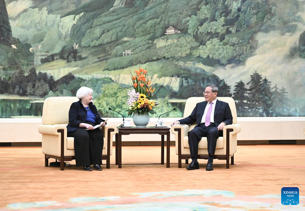 Chinese premier meets U.S. treasury secretary