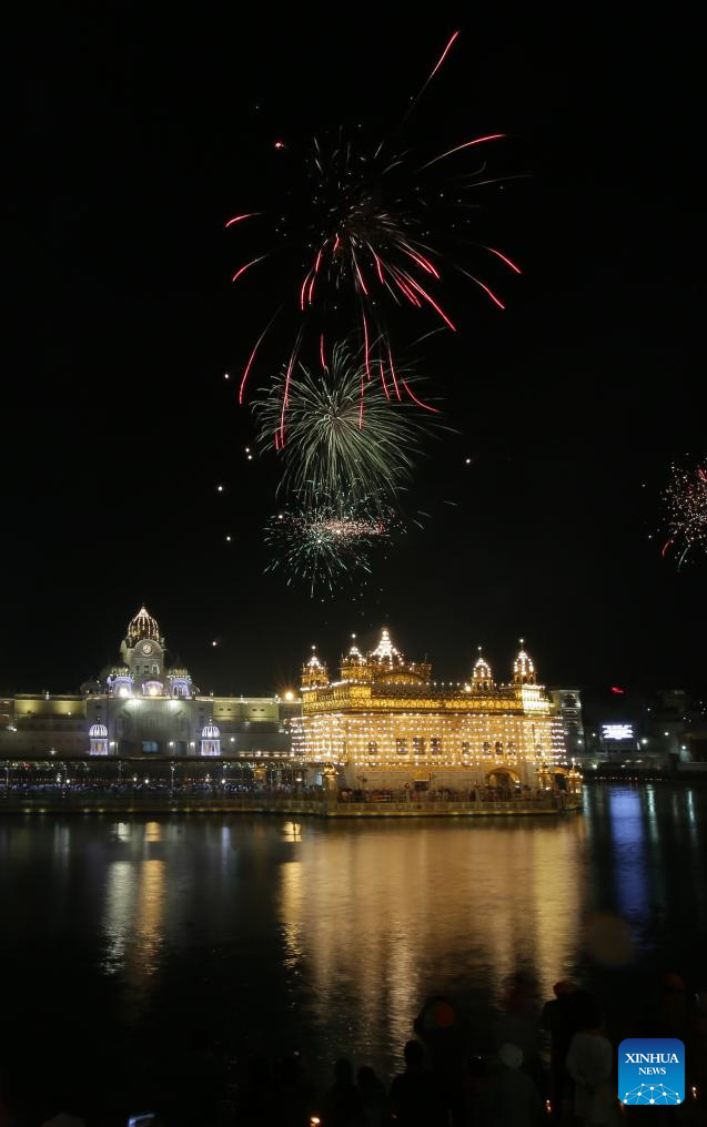 Fireworks set off to celebrate Baisakhi festival in India