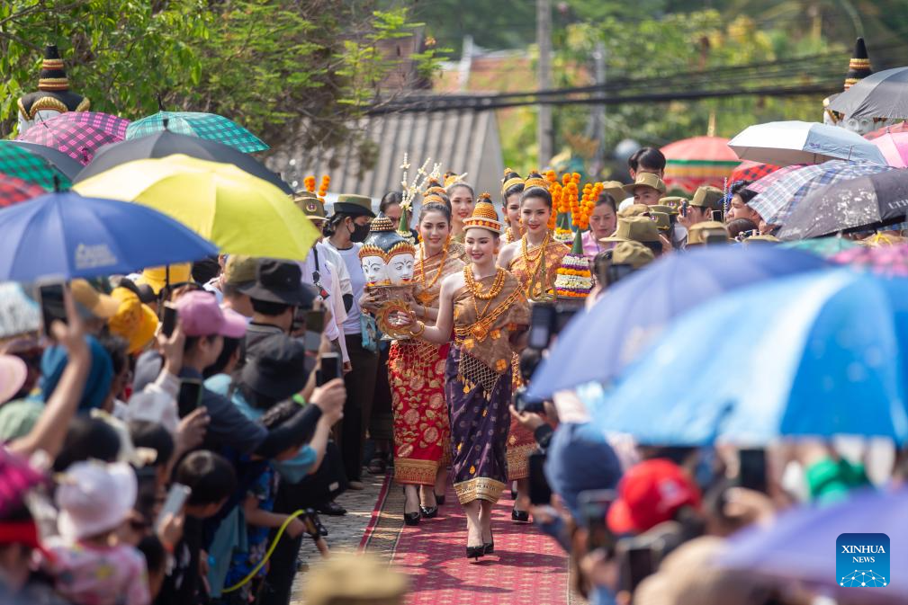 People celebrate Songkran Festival in Laos