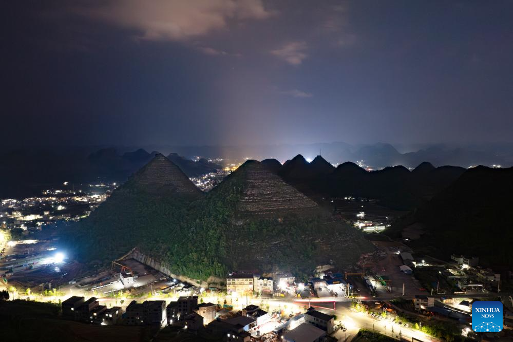 Scenery of pyramid-shaped hills in Guizhou, SW China