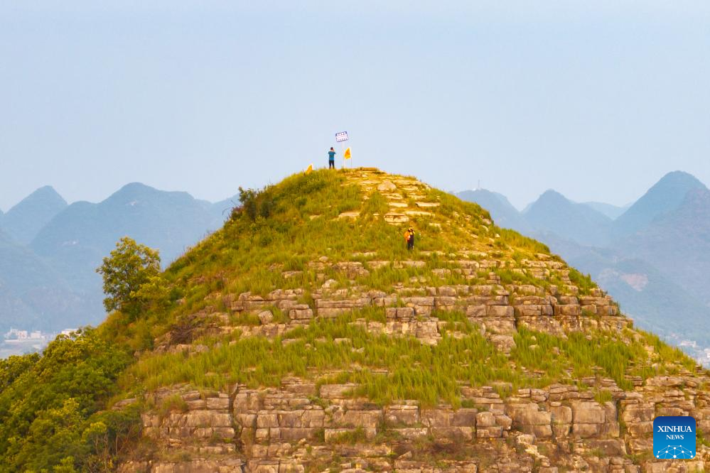 Scenery of pyramid-shaped hills in Guizhou, SW China