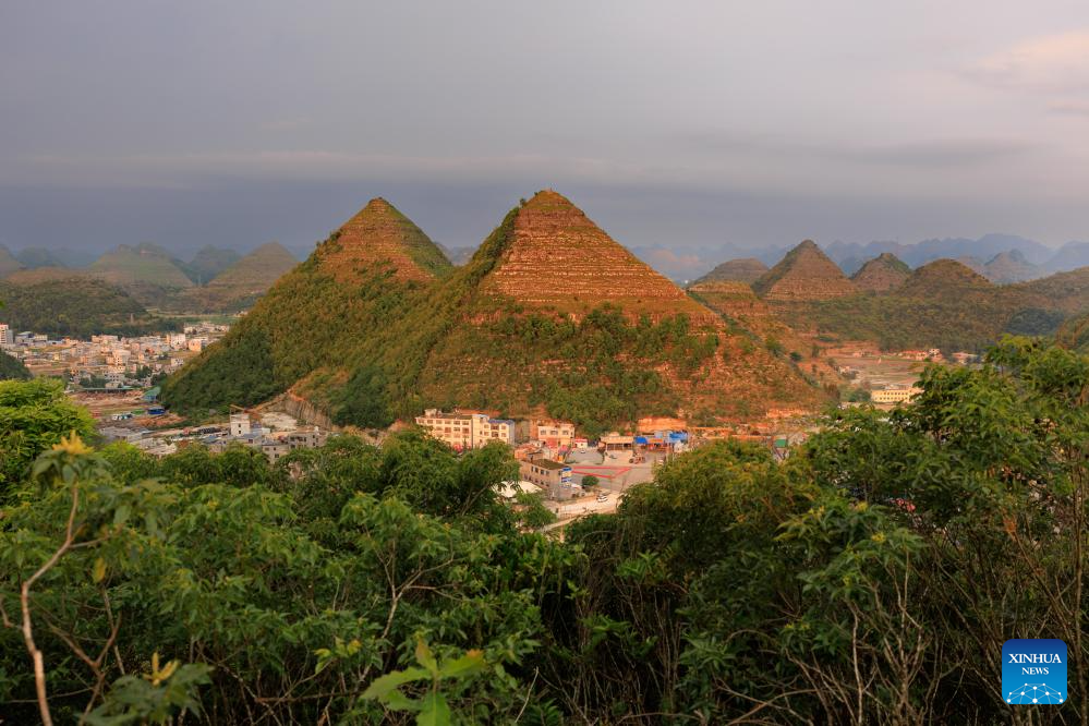 Scenery of pyramid-shaped hills in Guizhou, SW China