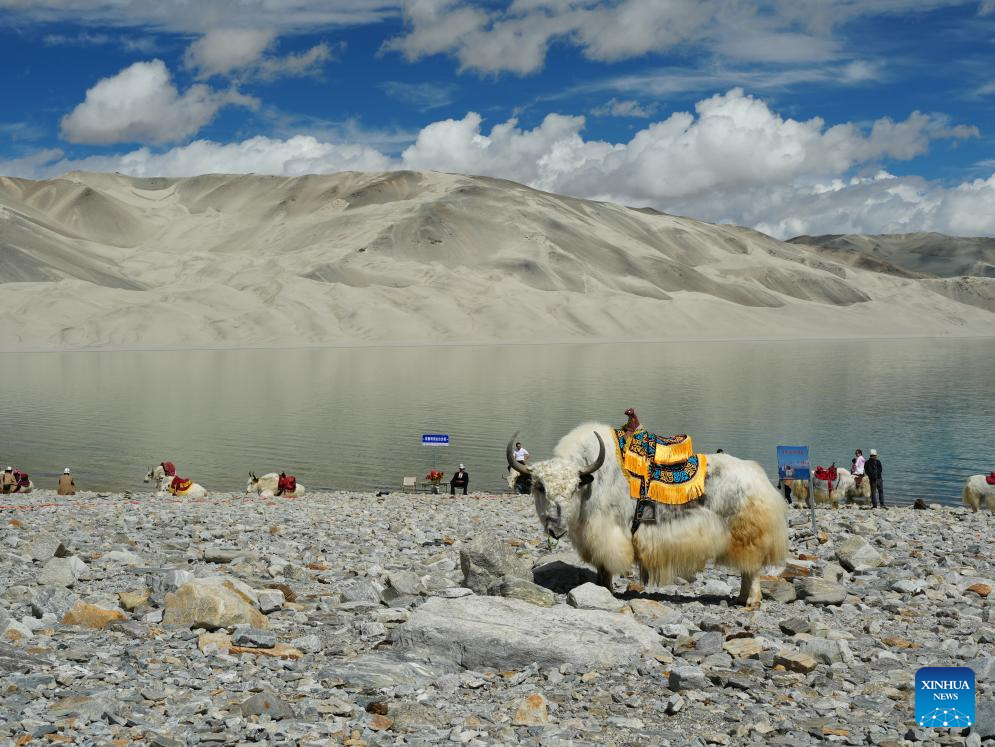 View of Baisha Lake scenic area in Akto County, NW China's Xinjiang